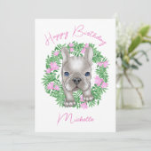 花フランスの付きブルドッグパピー 招待状 (スタンド正面)