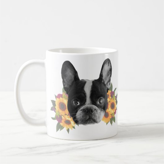 花フランスの付きブルドッグCoffee Mug コーヒーマグカップ (左)