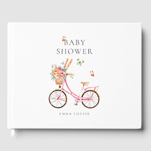 花フランスの付きヴィンテージ封筒 ゲストブック (正面)