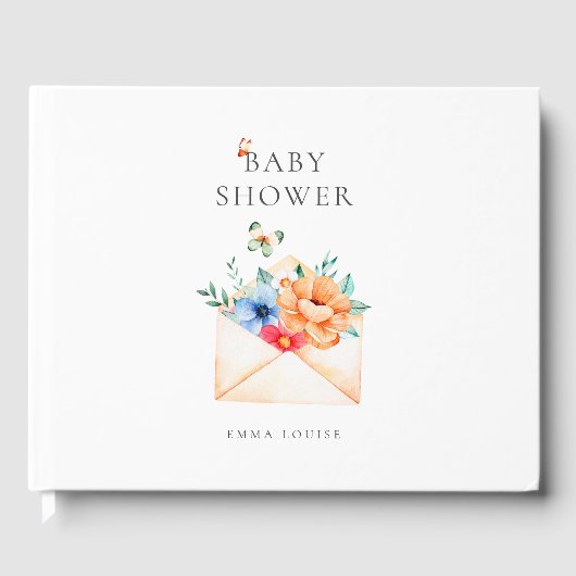 花フランスの付きヴィンテージ封筒 ゲストブック (正面)