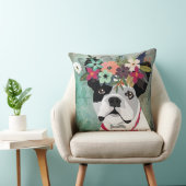 花フランスの冠をかぶったブルドッグ クッション (椅子)