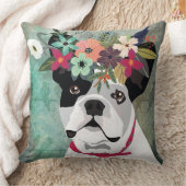 花フランスの冠をかぶったブルドッグ クッション (ブランケット)