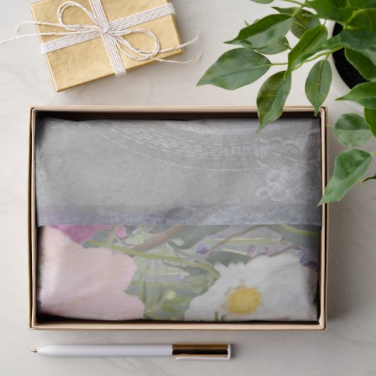 花フランスの市場エレガントヴィンテージピンク灰色アート 薄葉紙 (ギフト)