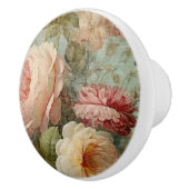 花フランスの市場ヴィンテージピンクn黄フローラ セラミックノブ (右)