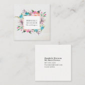花フレームの水彩画の名刺 スクエア名刺 (正面/裏面)