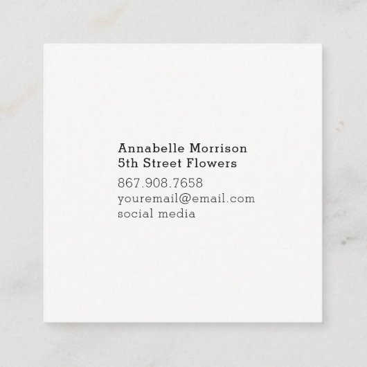 花フレームの水彩画の名刺 スクエア名刺 (裏面)