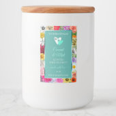 花フレームカラフルティール(緑がかった色)製品ラベルハート フードラベル (正面)