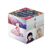 花フレーム愛祖母の写真のコラージュ フォトキューブ (裏面アングル)