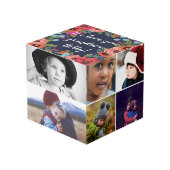 花フレーム愛祖母の写真のコラージュ フォトキューブ (正面アングル)
