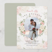 花フレーム水彩写真 招待状 (正面/裏面)
