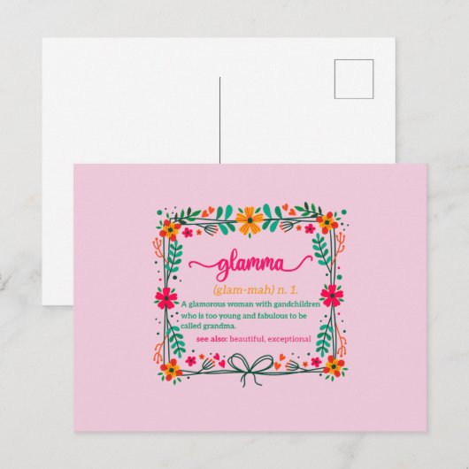 花フレーム グランマ グラマ 母親 定義 ポストカード (正面/裏面)