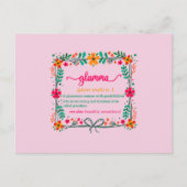 花フレーム グランマ グラマ 母親 定義 ポストカード (正面)