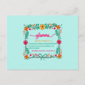 花フレーム グランマ グラマ 母 祖母 定義 ポストカード (正面)