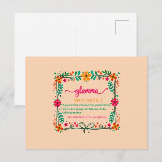 花フレーム グランマ グラマ 母 祖母 定義 ポストカード (正面/裏面)