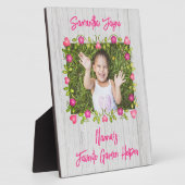 花フレーム 木目調 個人名入れ ギフトプレート フォトプラーク (側面)