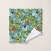 花フローラの葉蝶の色合い緑 バスタオルセット (ウォッシュタオル)