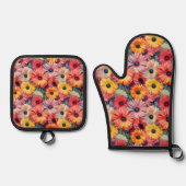 花フローラガーベラデイジー 鍋つかみ&鍋敷きセット (正面)