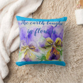 花フローラターコイズブルーパンシーポピークッション クッション (ブランケット)