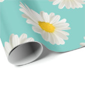 花フローラプリントデイジーオンコバルトブルー ラッピングペーパー (ロールコーナー)