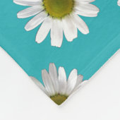 花フローラプリントデイジーオンターコイズ フリースブランケット (角)