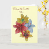 花フローラユリ妻オリジナル愛の詩 カード (黄色い花)