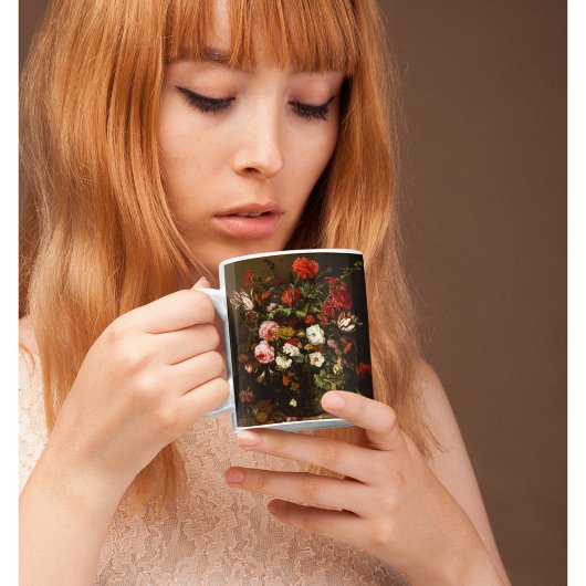 花フローラヴィンテージアート金ゴールドモノグラムのジャンボ ジャンボコーヒーマグカップ