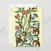 花フローラ壁紙かわいらしアールヌーボー ポストカード (正面/裏面)