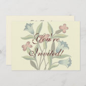 花フローラ壁紙かわいらしアールヌーボー 招待状 (正面/裏面)