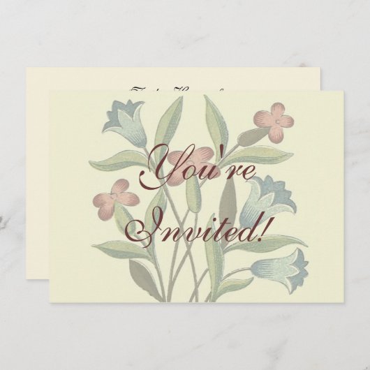 花フローラ壁紙かわいらしアールヌーボー 招待状 (正面/裏面)
