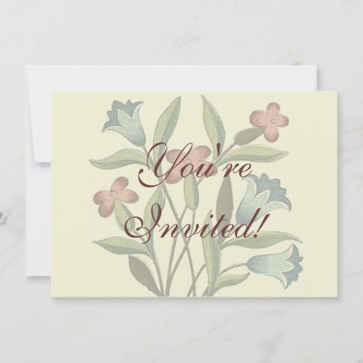 花フローラ壁紙かわいらしアールヌーボー 招待状 (正面)