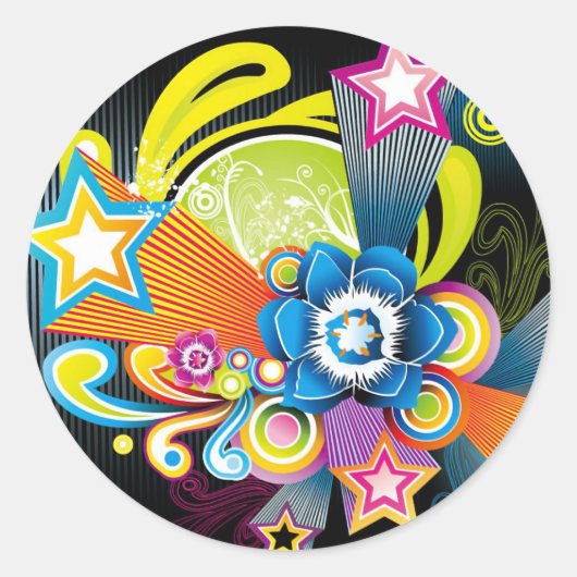花フローラ星渦巻き形ヒッピーSURF STYLE ラウンドシール (正面)