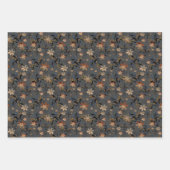 花フローラ灰色ピンク紫色の花フローラlev ラッピングペーパーシート (正面3)