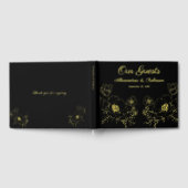 花フローラ結婚の記念日金ゴールドブラック ゲストブック (全面)