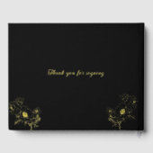花フローラ結婚の記念日金ゴールドブラック ゲストブック (裏面)