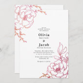 花フローラ結婚デザイン 招待状 (正面/裏面)