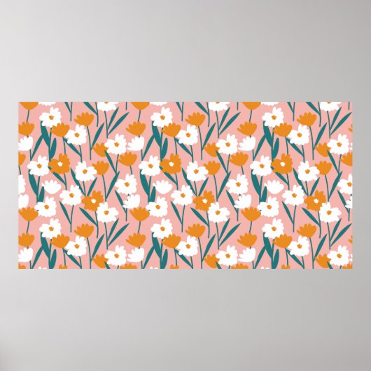 花フローラ継ぎ目なしパターン背景、プリントp ポスター (正面)