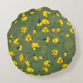 花フローラ背景ワイルドフラワー ラウンドクッション (裏面)