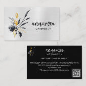 *~*花フローラ金ゴールドシルバーロゴQR写真 名刺 (正面/裏面)