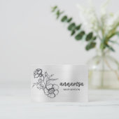 *～*花フローラ銀色QRロゴ写エレガント真  名刺 (スタンド正面)