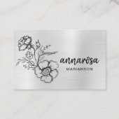 *～*花フローラ銀色QRロゴ写エレガント真  名刺 (正面)