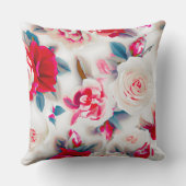 花フローラ雰囲気ピンク赤モダン白 クッション (裏面)