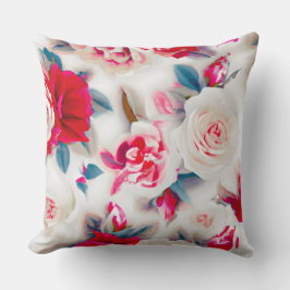 花フローラ雰囲気ピンク赤モダン白 クッション