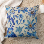 花フローラ雰囲気モダン青 クッション (ブランケット)