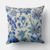 花フローラ雰囲気モダン青 クッション (裏面)