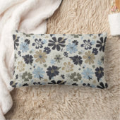 花ブルータン輪郭フローラルパターン ランバークッション (ブランケット)
