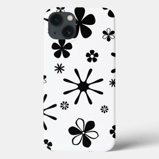 花プリント白黒SpeckiPhoneケース Case-Mate iPhoneケース (裏面)