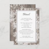 花プリント素朴な木の結婚詳細カード 出欠カード (正面/裏面)