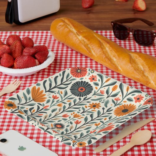 花プレート ペーパープレート (ピクニック)