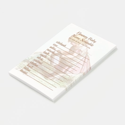 花ベビー名スクランブルベビーシャワーワードゲーム ポストイット (アングル)