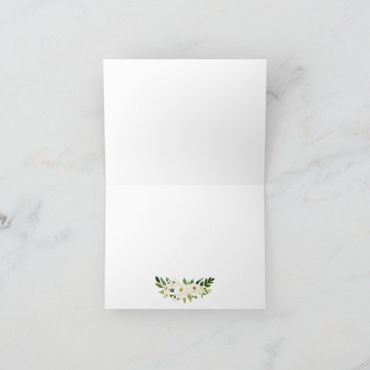 花ベージュ白い緑の草木のエレガントなライオンの頂上 サンキューカード (内部)